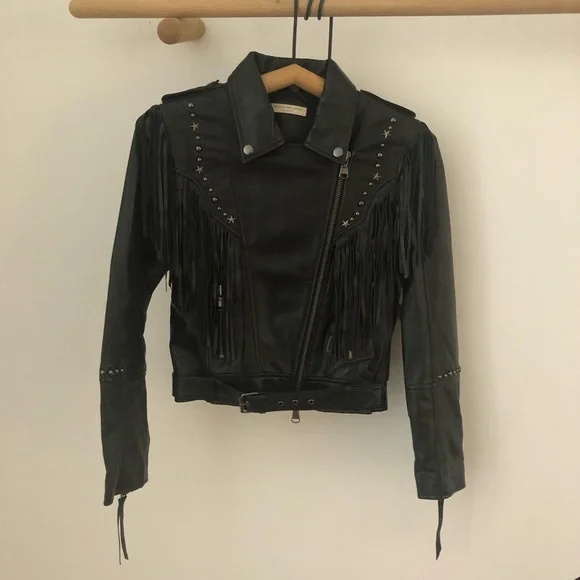 Spell & the Gypsy Collective Teadora Leather Fringe Jacket NWOT